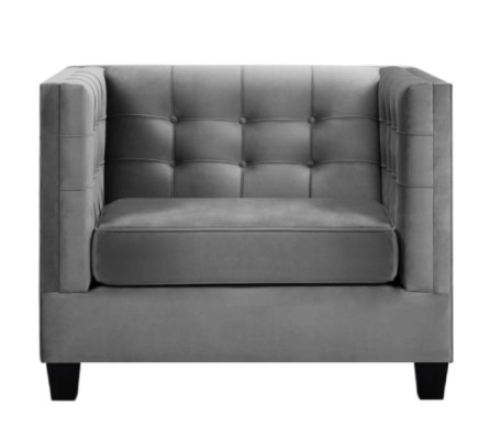 Sessel Chesterfield Textil Stoff Grau Neu Wohnzimmer Modern Kreative