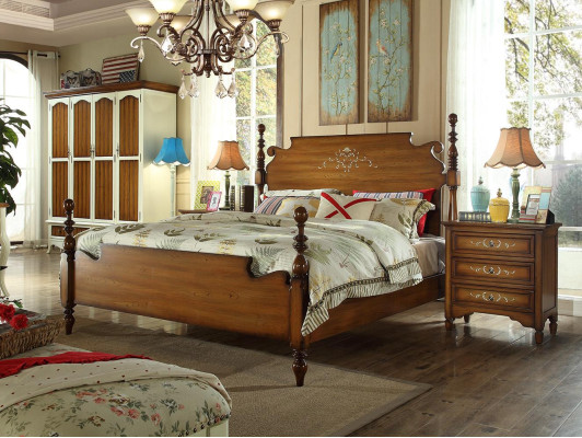 Designer Doppelbett Bett Betten Holz Amerikanisch Hotel Luxus Schlafzimmer Neu