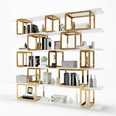 Design Trenn Wand Regal Wohnzimmer Schränke Edelstahl Regale Bücher Schrank Neu