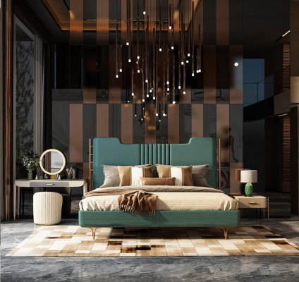 Modernes Designer Holz Bett Edles Möbel Doppel Betten Neu Schlafzimmer Polster