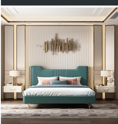 Modernes Designer Holz Bett Edles Möbel Doppel Betten Neu Schlafzimmer Polster