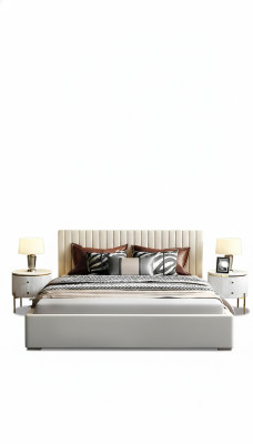Designer Bett Schlafzimmer Doppelbett Betten Leder Hotel Luxus Polster 180/200cm