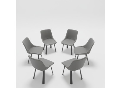 Stuhl Set Gruppe Stühle Hotel Polster Garnitur 6x Gruppen Edelstahl Sessel