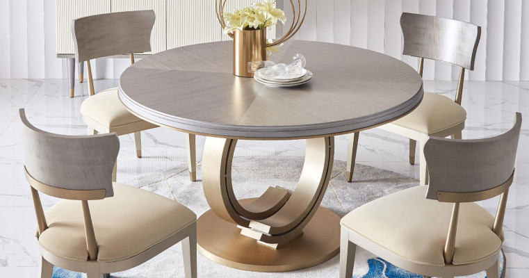 Designer esstisch luxus esszimmer tische polster holz Edelstahl tisch Rund