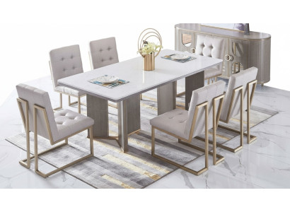 Esszimmer Design Möbel Stuhlgruppe Tisch 6 Lehn Stühle Set Garnitur Neu