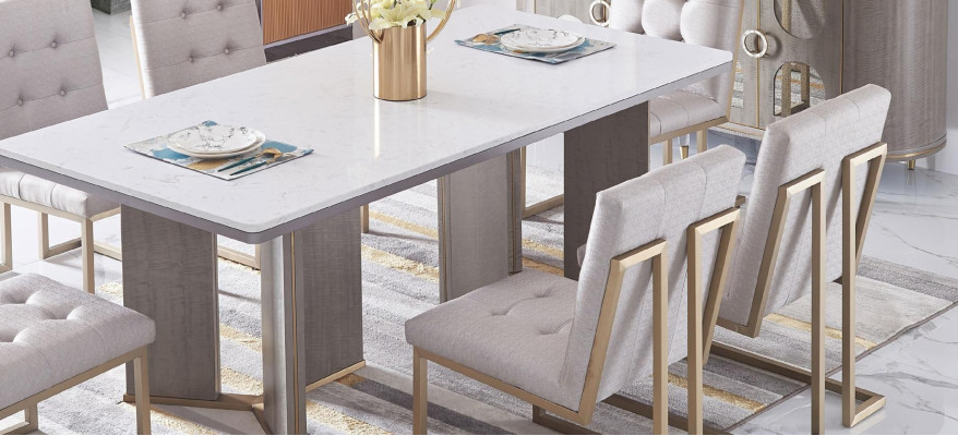 Luxus Möbel Esstisch Tisch Esszimmer Wohnzimmer Marmor Holz Design