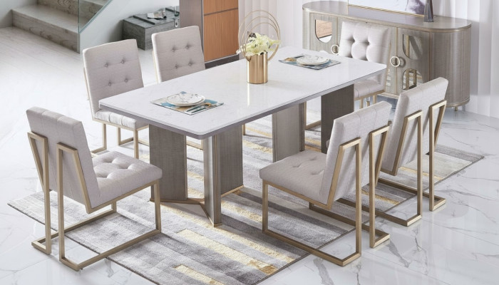 Luxus Möbel Esstisch Tisch Esszimmer Wohnzimmer Marmor Holz Design