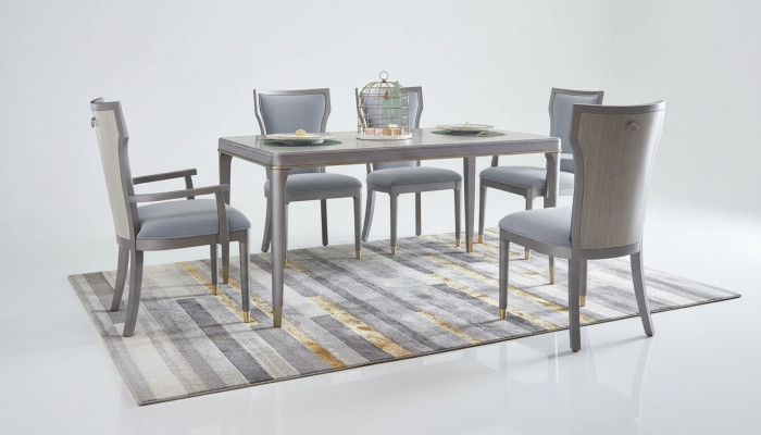 Komplett Set Esstisch + 6 Stühle Esszimmer Deko Garnitur Ess Gruppe Tisch