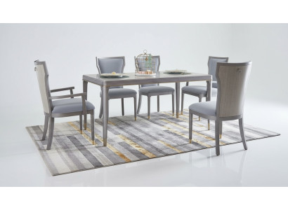 Komplett Set Esstisch + 6 Stühle Esszimmer Deko Garnitur Ess Gruppe Tisch