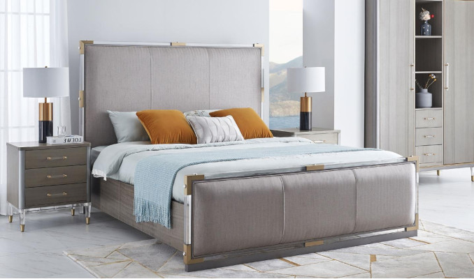 Bett Nachttisch Kommode 4 tlg. Schlafzimmer Deko Set Design Modern Luxus