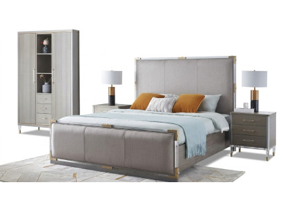 Bett Nachttisch Kommode 4 tlg. Schlafzimmer Deko Set Design Modern Luxus