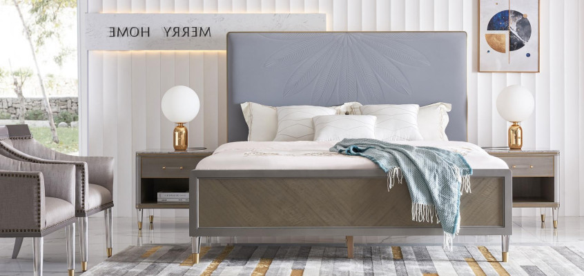 Bett 2x Nachttisch 3 tlg. Schlafzimmer Set Design Deko Modern Luxus Betten