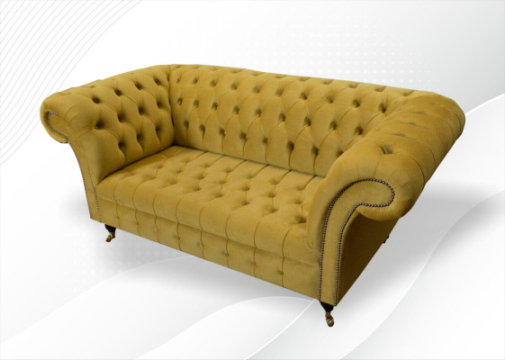Chesterfield Design Luxus Polster Sofa Couch Sitz Garnitur Textil Gelb Neu