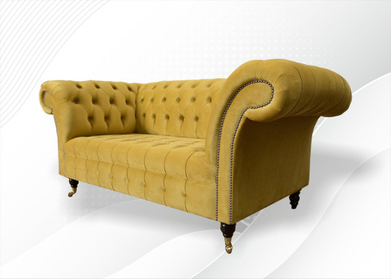 Chesterfield Design Luxus Polster Sofa Couch Sitz Garnitur Textil Gelb Neu
