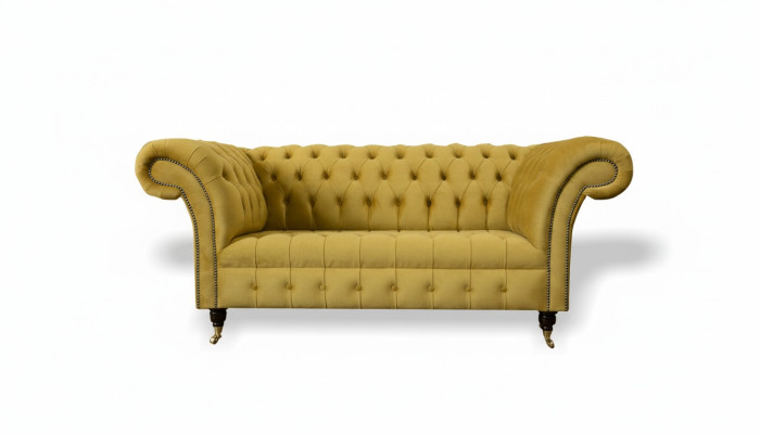 Chesterfield Design Luxus Polster Sofa Couch Sitz Garnitur Textil Gelb Neu
