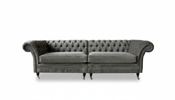 XXL Chesterfield Sofa 4 Sitzer Couch Polster Sitz Garnitur Textil Leder