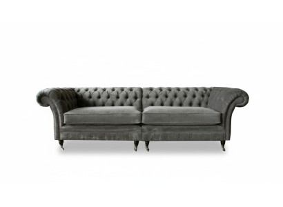 XXL Chesterfield Sofa 4 Sitzer Couch Polster Sitz Garnitur Textil Leder