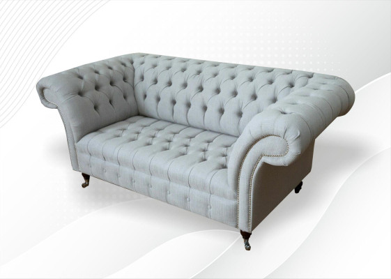 Chesterfield 2 Sitzer Wohnzimmer Couch Sofa Polster Textil Stoff Garnitur Neu