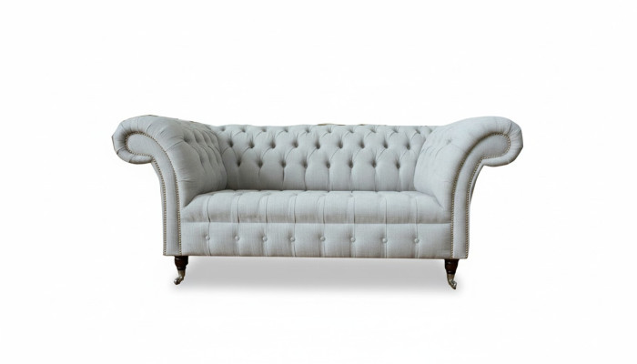 Chesterfield 2 Sitzer Wohnzimmer Couch Sofa Polster Textil Stoff Garnitur Neu