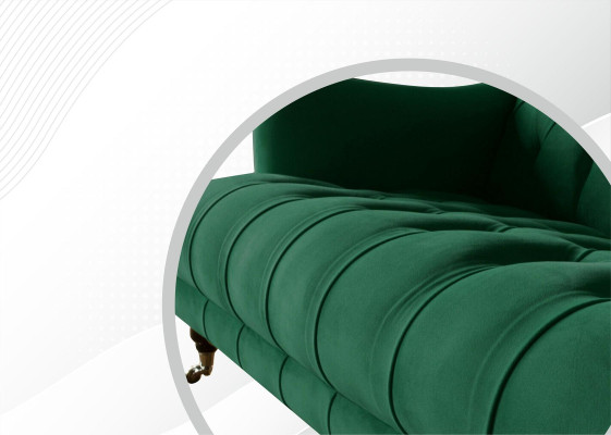 Chesterfield Sessel Couch Polster Sofa Couchen 1,5 Sitzer Einsitzer Grün Textil