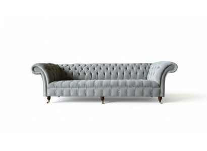 Graue Big Sofa Couch Chesterfield 265cm Polster Sofas 4 Sitzer Leder