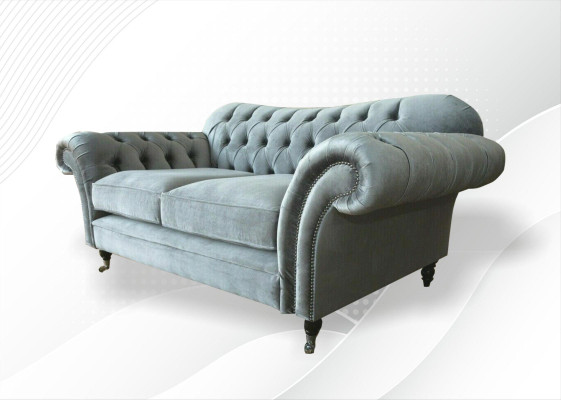 Chesterfield Textil Sofa 2 Sitzer Luxus Sofa Polster Sofas Design Stoffsofas Neu