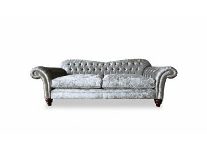 Dreisitzer Sofa 3 Sitz Couch Chesterfield Polster Sitz Garnitur Samt Graue