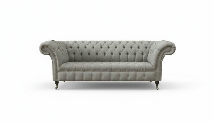Graue Chesterfield Sofa Couch Polster Stoff Leder Couchen Samt Garnitur