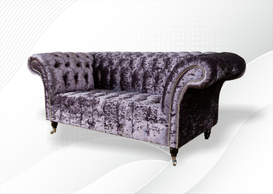 Chesterfield Sofa Couch Zweisitzer Stoff Couchen Sofas 2 er Sitz Polster Samt