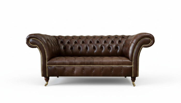 Chesterfield Samt Designer Sofa 2 Sitzer Couch Textil Leder Garnitur Braun Neu