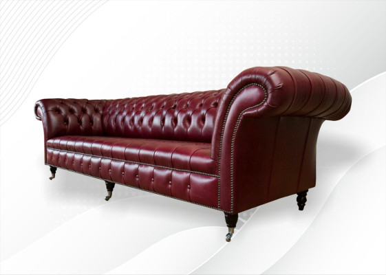 Rote Big Sofa Couch Chesterfield 265cm XXL Polster Sofas 4er Leder Textil Neu