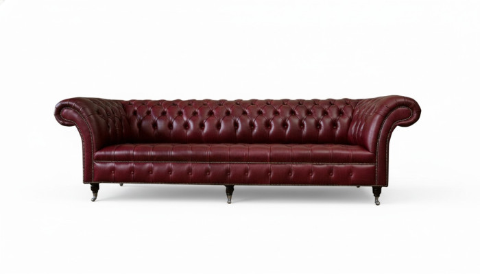 Rote Big Sofa Couch Chesterfield 265cm XXL Polster Sofas 4er Leder Textil Neu