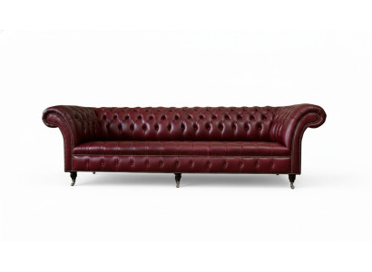 Rote Big Sofa Couch Chesterfield 265cm XXL Polster Sofas 4er Leder Textil Neu