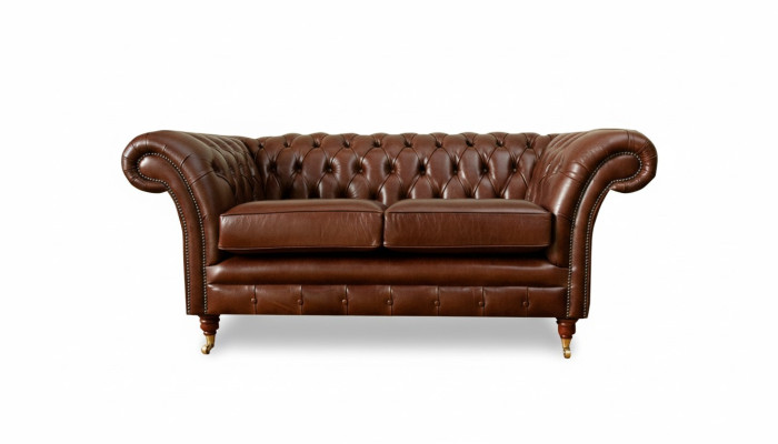 Chesterfield Sofa 2 Sitzer Polster Design Couchen Sofas Garnitur Original Braun