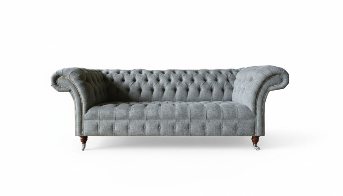 Stoff Sofa Couch Polster Garnitur 3 Sitzer Couchen Sofas Chesterfield Grau Samt