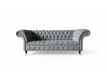 Stoff Sofa Couch Polster Garnitur 3 Sitzer Couchen Sofas Chesterfield Grau Samt