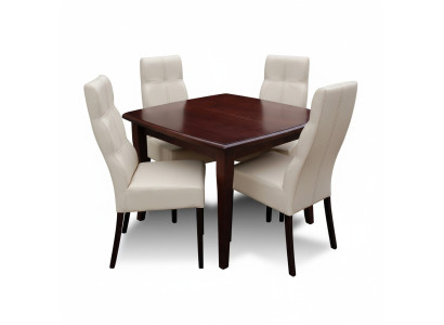Luxus Esszimmer Set Garnitur 5tlg Braun Holz Möbel 4xStuhl Tisch Stil Modern Neu