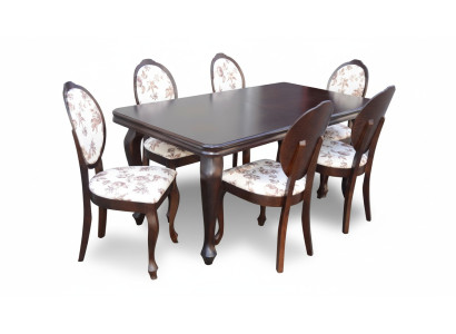 Lehnstuhl Esstisch Tisch Holz Esszimmer Garnitur + 6x Stuhl Set Stühle 7tlg. Neu