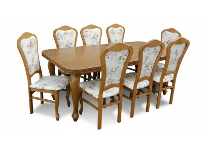 Komplett Set Esstisch + 8 Stühle Esszimmer Set Ess Gruppe Holz Tisch Tische 9tlg