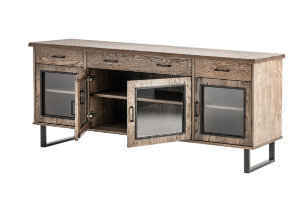 Vitrine anrichte glas schrank kommode hoch schränke echte holz möbel kommoden