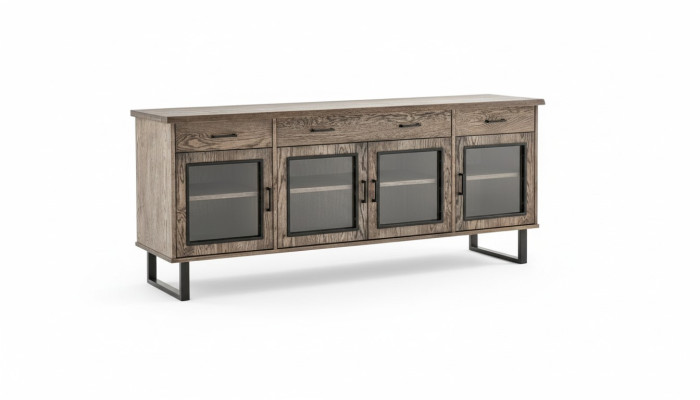 Vitrine anrichte glas schrank kommode hoch schränke echte holz möbel kommoden
