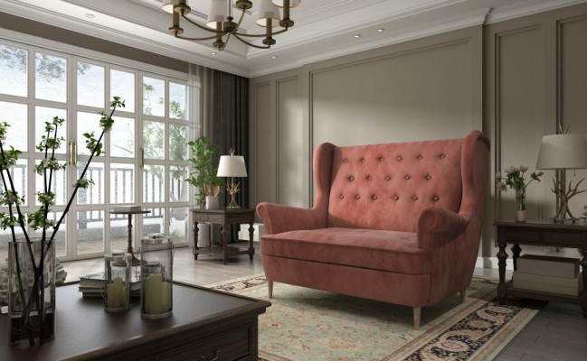 Bank Chesterfield Zweisitzer 2er Sitzer Sofa Couch Polster Samt Couchen