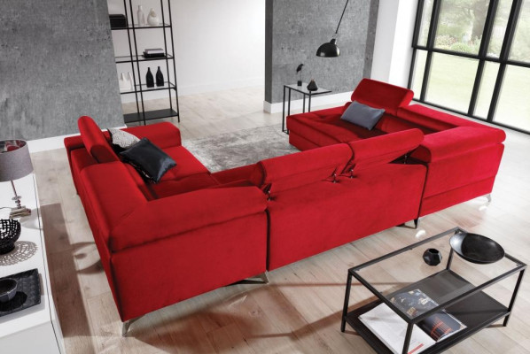 U Form Ecksofa Stoff Sitz Garnitur Designer Wohnlandschaft Textil Couch Sofa Neu