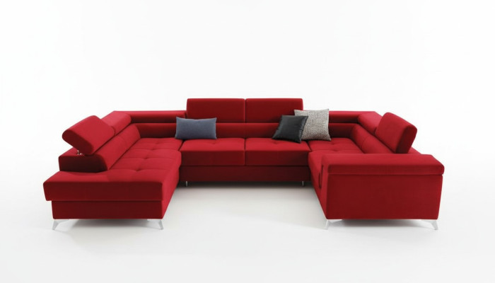 U Form Ecksofa Stoff Sitz Garnitur Designer Wohnlandschaft Textil Couch Sofa Neu