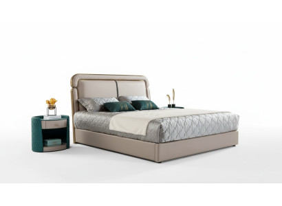Bett 2x Nachttisch Beige Schlafzimmer Modern Design Möbel Holz Luxus
