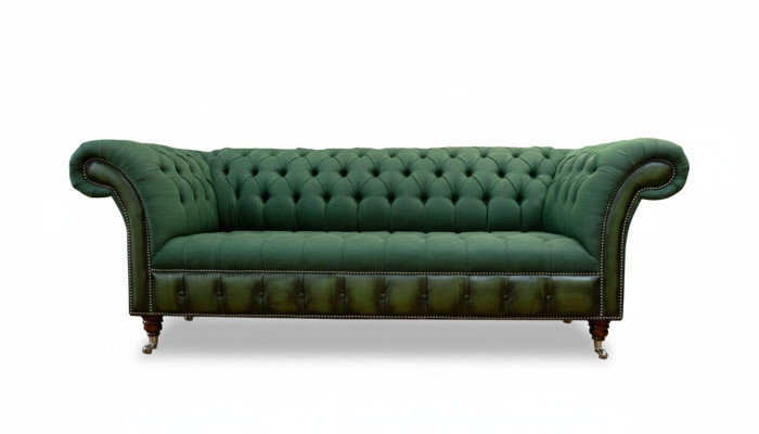 Chesterfield 3 Sitzer Dunkelgrün Wohnzimmer Design Couchen Polster Sofa Textil