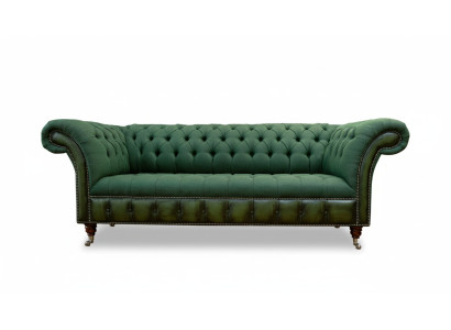 Chesterfield 3 Sitzer Dunkelgrün Wohnzimmer Design Couchen Polster Sofa Textil
