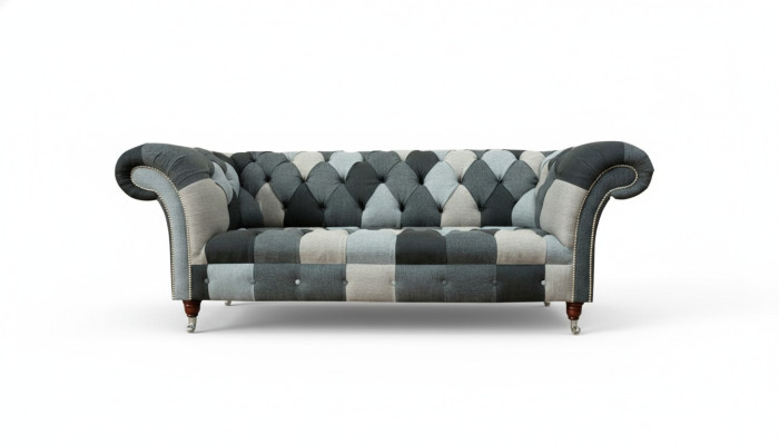 Dreisitzer Wohnzimmer Design Couchen Polster Sofa Sofas Samt Stoff Chesterfield
