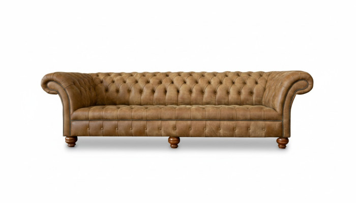 Chesterfield 4 Sitzer Hellbraun Modern Design Couchen Leder Sofa Kreative Möbel