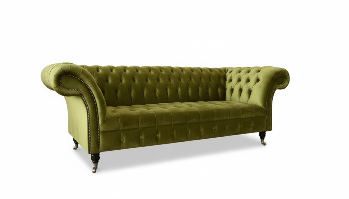 Chesterfield Grüne Dreisitzer Wohnzimmer Design Couchen Polster Sofa Textil Neu